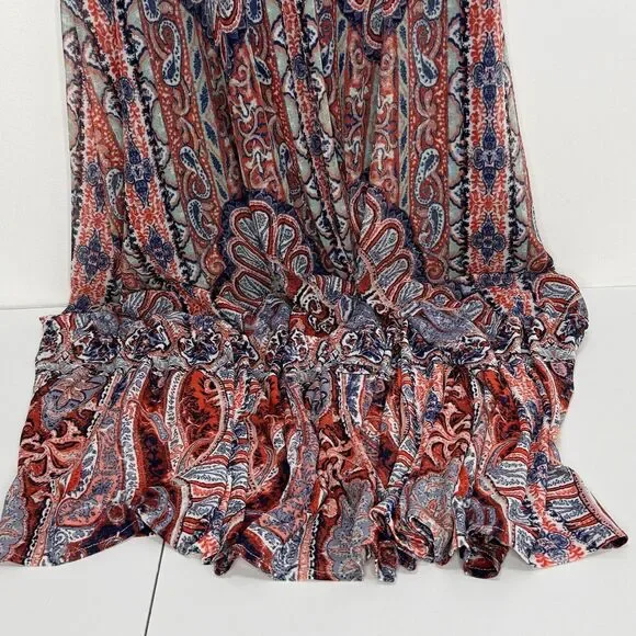 Reba Maxi Dress Mesh Paisley Rhinestone Sleeveless Fit & Flare Ruffle Bo… - Picture 6 of 8